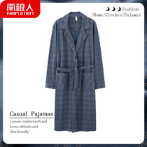 Cotton nightgown pajamas mens spring and autumn cotton long sleeve mens bathrobe middle-aged thin fall winter home wear set