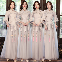 Bridesmaid dress Chinese style 2021 new spring and autumn Chinese style sisters senior large size thin cheongsam dress skirt summer