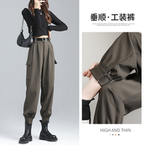 High-waisted overalls children spring and autumn 2021 New loose slim handsome foot small sports casual pants