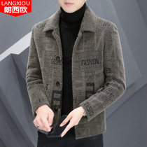 Mens trench coat short mink jacket 2021 autumn and winter woolen cloth coat mens thick coat mature and stable