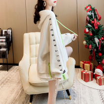 Fake two hooded spring sweater female size womens wear thin fashion thin loose 2021 New coat Korean version