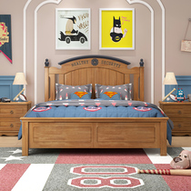 Full solid wood childrens bed Boy single bed American teen bed High box storage bed Furniture suite combination 1 5M