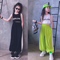 Hip-hop suit Children hip-hop jazz dance costume Girls net red catwalk fashion suit Practice dance performance suit Summer dress