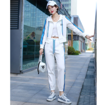 Striped Casual Sports Suit Woman 2022 Spring Fashion Ocean Gas Network Red Fried Street Sweatshirt Small two-piece set