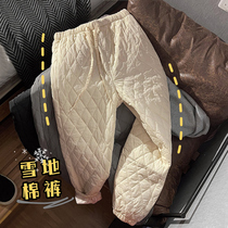 Winter Cotton Pants Mens Northeast Loose Bunches Cotton Pants Outside of the Han version Trend Cold-proof Students Warm Casual Pants