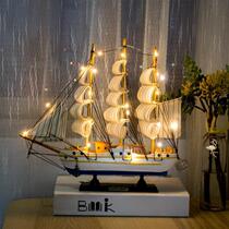 Sailing boat model smooth sailing ornaments wooden boat solid wood living room wine cabinet TV cabinet home decorations birthday gift