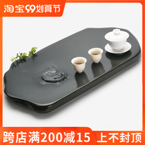 (Orphan) Three wake hand carving She Stone tea plate carving simple home office tea table Tea Sea