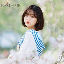 Wig womens short hair summer simulation real hair headgear Full real natural round face full headgear bobble head real hair