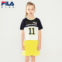 FILA Fila childrens clothing Childrens dress 2021 summer short-sleeved medium and large virgin childrens two-piece breathable basketball suit