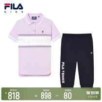 FILA File Fairchild Clothing Children Sports Suit 2022 Summer New Girl Trend Sports Short Sleeve Polo Shorts