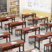 Primary and secondary school students remedial class desks and chairs single double training calligraphy class table and chair combination art studio painting table