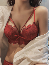 This life year underwear set small chest gathering adjustment type receiving milk on the back of sexy red without steel ring pen bra female