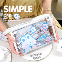 Transparent pencil case girl simple ins Japanese large capacity hand account storage bag student cute stationery pencil box bag