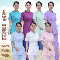 Nurse uniform two-piece summer dress Female doctor white coat Short sleeve stand-up collar short top Medical care clothing thin section