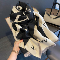 Hong Kong BNG cashmere scarf womens winter high-end fashion letters double-sided thickened shawl with a warm scarf