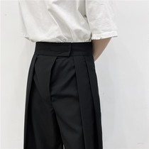 Casual trousers mens spring and autumn straight tube loose hanging high waist Velcro wide leg suit pants non-iron mopping trousers
