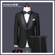  Romon green fruit collar suit suit Mens banquet Wedding groom choir host Tasto dress suit