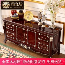  European-style solid wood bedroom TV cabinet Master bedroom small apartment living room red sandalwood storage 1 6 meters room high floor cabinet
