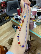 Little Red Book Zhou family with the same rainbow glass auspicious baby elephant men and women pendant woven necklace collarbone chain ornaments