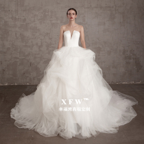 Simple Hepburn temperament satin main wedding dress 2021 New Dream tailing Super fairy bride all go out yarn