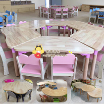 Kindergarten Early Teaching Childrens Logs Multi-layer Moon Moon Mounting Table Three-Learning Table for Childrens Table