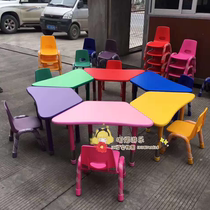 Childrens early education fireproof board learning painting and writing desk kindergarten trapezoidal combination splicing Diamond desks and chairs