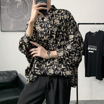 Net red ruffian handsome short-sleeved shirt Mens summer thin fashion seven-inch shirt top Hong Kong wind very fairy shirt jacket