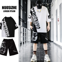 Big Code Wave Men T-Shirt Short Sleeve Loose Hip Hop Suit Summer Clothes Chubby Chubby Mens Tide Card Mens Summer Teens