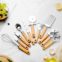 Kitchen gadget wooden handle small kitchenware stainless steel whisk Miscellaneous baking set Pizza cheese knife