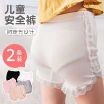 Girls safety pants cotton summer thin anti-light Light big childrens insurance underwear girl three-point lace shorts
