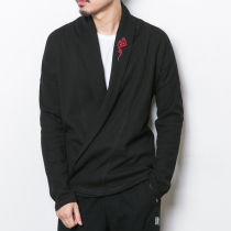 Chinese style mens national residences casual Tang suit Chinese knitted cardigan jacket Hanfu cloak costume autumn costume