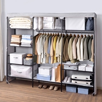 Simple wardrobe storage wardrobe Childrens wardrobe Fabric storage cabinet thickened reinforced steel pipe rental house Simple and modern