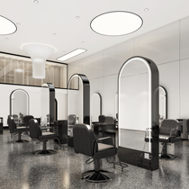  Net celebrity barber shop mirror table Hair salon special double-sided hair salon Simple integrated floor-to-ceiling hair cutting and fitting mirror with lamp
