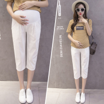 Pregnancy pants summer cotton linen Capri pants summer cotton loose leggings small eight thin belly pants