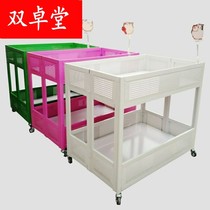 Hand-push cooked food movable simple stall flower car with wheels selling folding car to try to eat exhibition clothes black