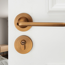 Laiheng Nordic door lock indoor bedroom door lock three-piece set yellow bronze American split door lock PVD light luxury