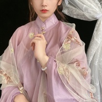 Daming bully · Butterfly embroidered gauze shawl silk scarf ribbon Ming or Tang Chinese clothing cheongsam matching