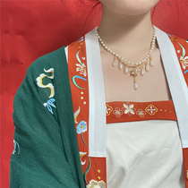 Changan twelve hours with pearl necklace Hanfu cheongsam accessories Tang style national classical pendant Han Yang eclectic