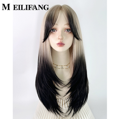 taobao agent Golden black bangs, helmet, gradient, Lolita style