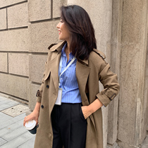Big Qiao jomode limited heavyweight Japanese imported fabric windbreaker medium long double-breasted autumn straight New