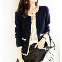 Soft Waxy Knitted Cardigan Women's Spring and Autumn Long Sleeve Foreign Style Short Jacket Celebrity Temperament Loose Sweater Jacket