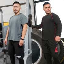 Fat plus size gym mens suit fat sportswear loose running quick clothes fat guy short sleeve basketball suit