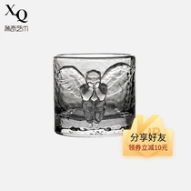 Rare art mens whiskey Angel relief cold water wine glass cup birthday gift box
