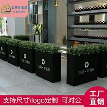 Iron flower box outdoor flower bed park green flower pot flower pool rectangular flower trough outside flower bed fence planting box