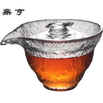 Dingheng new product Japan early snow hammer mesh pattern glass cover bowl Teacup thickened heat-resistant hand grab pot large tea maker 2