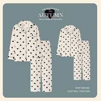Spring and autumn parent-child pajamas mother and daughter long sleeve cotton gauze cartoon cardigan girl can wear home clothes set thin