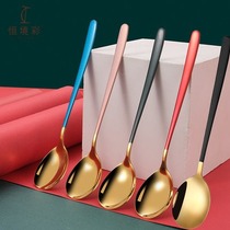 German meal spoon set Creative high-grade stainless steel round spoon Western main meal spoon Long handle spoon Dessert spoon