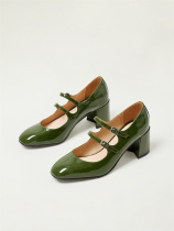 Lawnmower Old K-Style Niche Design Mary Rare Shoes Retro Coarse Heel Alice Lacquered Leather Single Shoes Woman High Heel Shoes