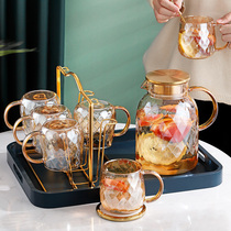 Cold water jug Summer creative household high temperature resistant glass set with cover Living room large capacity juice jug teapot water cup
