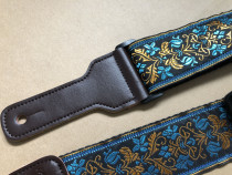 Handmade 5cm contrast black gold Blue Guitar is suitable for various types of Guitar electric Guitar Guitar strap
